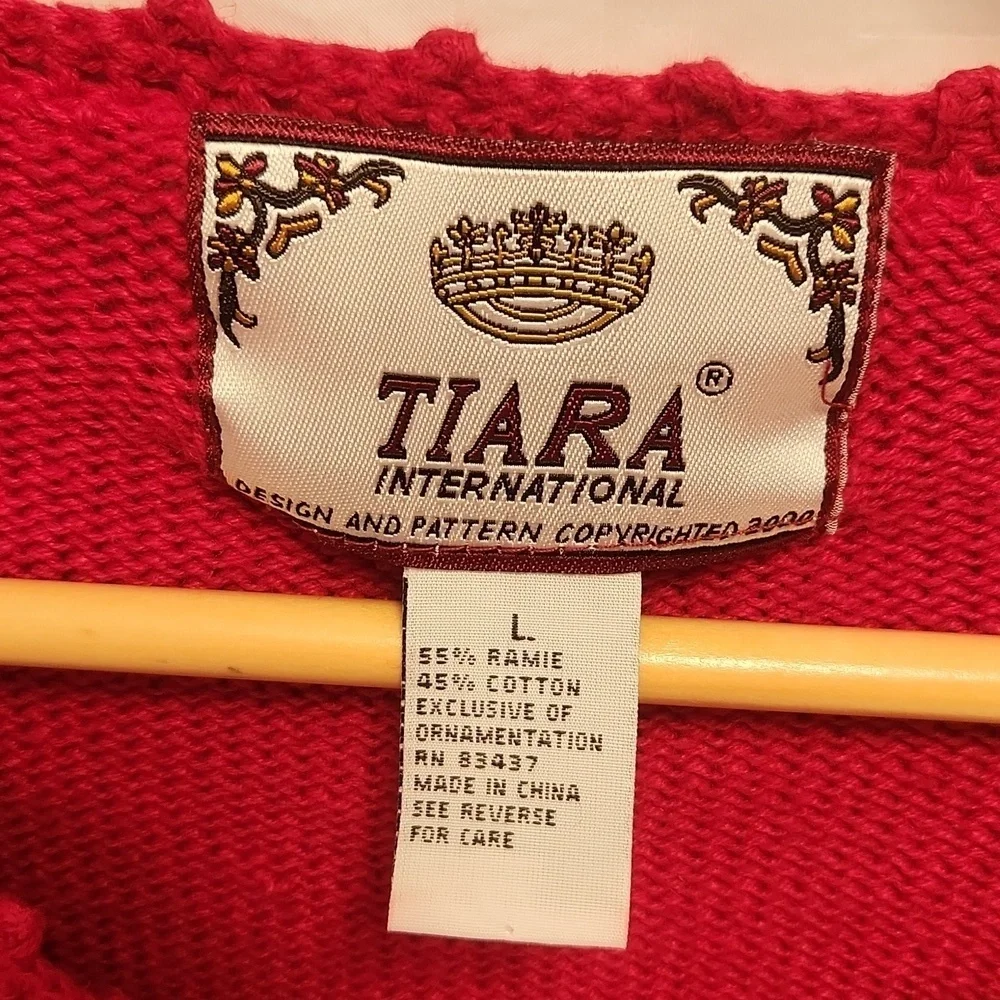 Tiara International Xmas theme applique cotton cardigan sz L